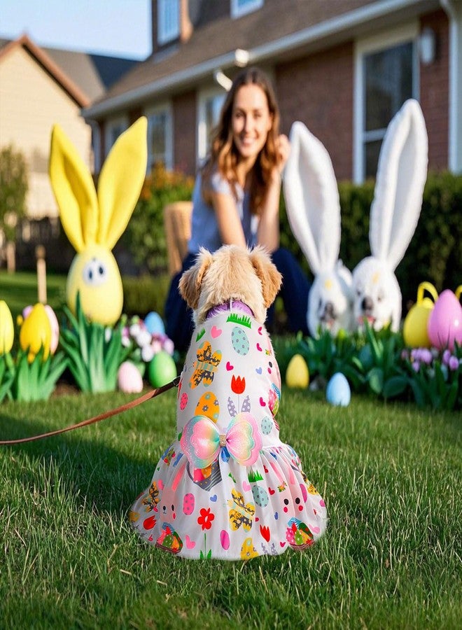 Habbiful Pet Dog Easter Outfit, Egg Bunny Flower Colorful Dog Dress Spring Summer Pet Doggie Apparel for Dogs Cats Gifts, L - Image 3